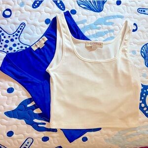 SOLD🚫Valentina Women's Cropped Tank Tops - Cream and Blue
